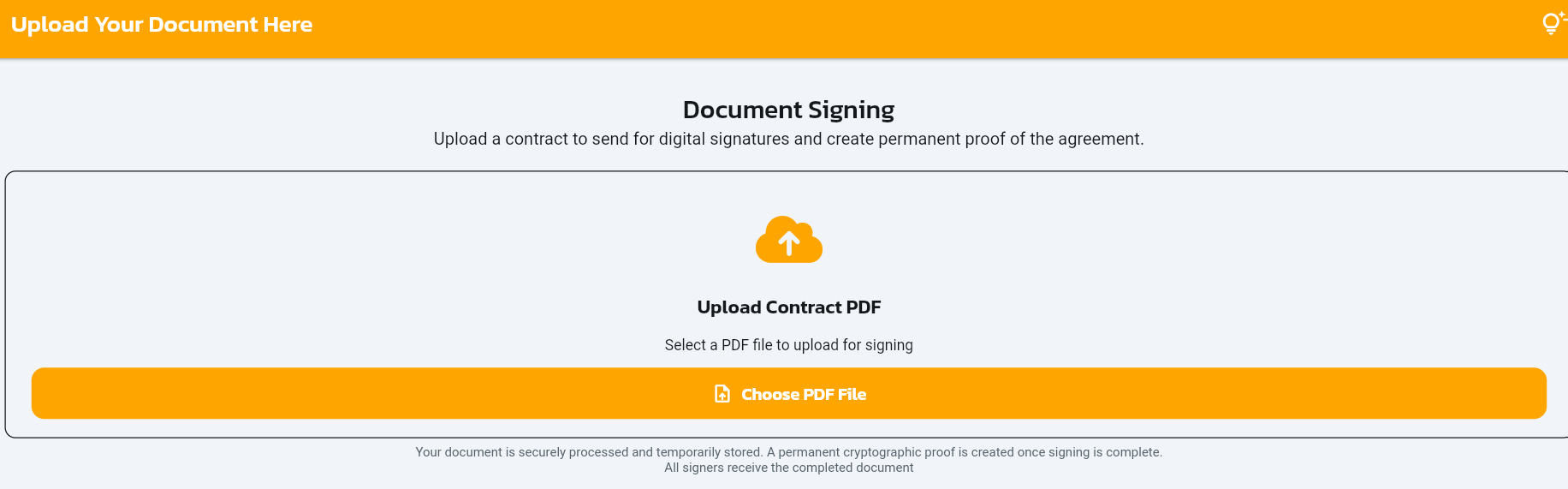 PDF upload screen